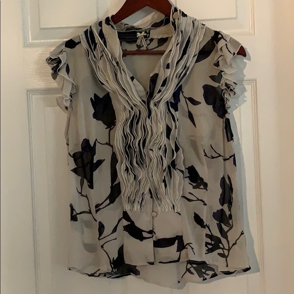 2/ $15 lapis Blouse with frilly neck - Picture 1 of 6